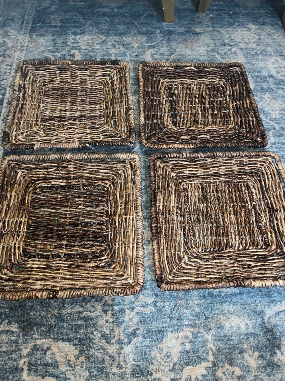 Cost Plus World Market Set of 4 Woven Square Rattan Placemats in Brown